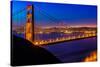 San Francisco Golden Gate Bridge Sunset View through Cables in California USA-holbox-Stretched Canvas