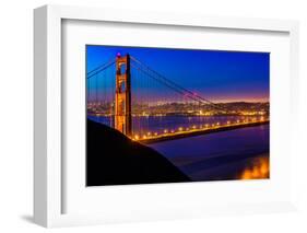 San Francisco Golden Gate Bridge Sunset View through Cables in California USA-holbox-Framed Photographic Print