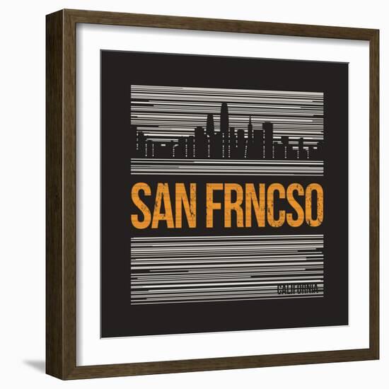 San Francisco Graphic, T-Shirt Design, Tee Print, Typography, Emblem.-rikkyal-Framed Art Print