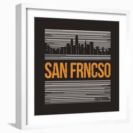 San Francisco Graphic, T-Shirt Design, Tee Print, Typography, Emblem.-rikkyal-Framed Art Print