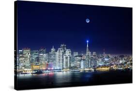 San Francisco Holiday Cityscape and Crescent Moon-Vincent James-Stretched Canvas