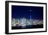 San Francisco Holiday Cityscape and Crescent Moon-Vincent James-Framed Photographic Print