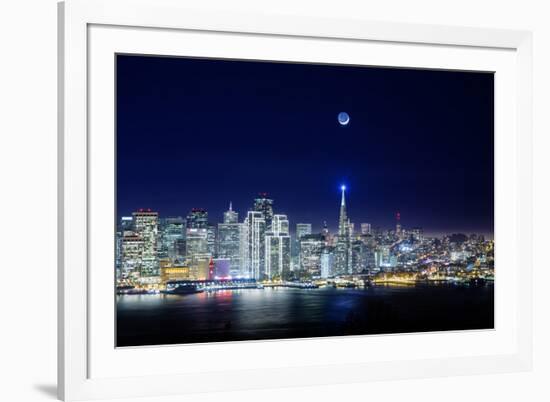 San Francisco Holiday Cityscape and Crescent Moon-Vincent James-Framed Photographic Print