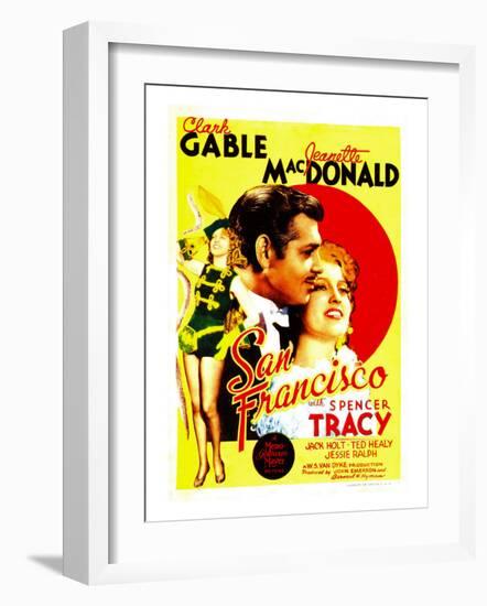 San Francisco, Jeanette Macdonald, Clark Gable, Jeanette Macdonald on Midget Window Card, 1936-null-Framed Photo