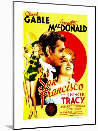 San Francisco, Jeanette Macdonald, Clark Gable, Jeanette Macdonald on Midget Window Card, 1936-null-Mounted Photo