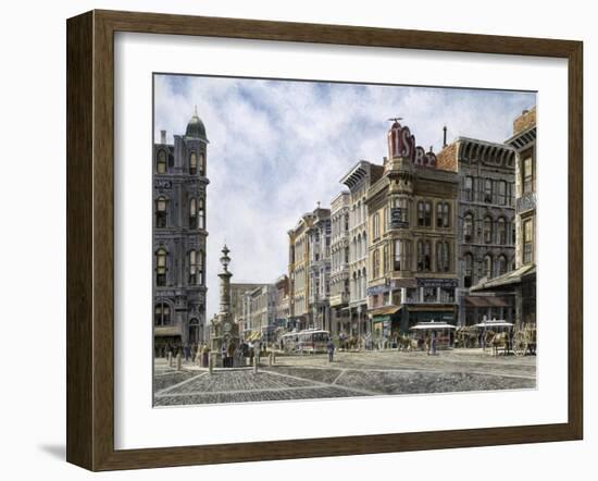 San Francisco: Latta's Fountain, Market & Geary Sts.-Stanton Manolakas-Framed Giclee Print