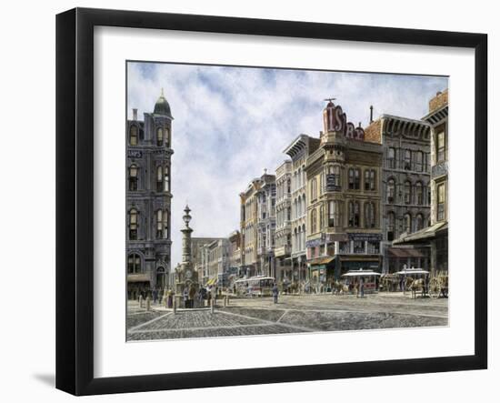 San Francisco: Latta's Fountain, Market & Geary Sts.-Stanton Manolakas-Framed Giclee Print