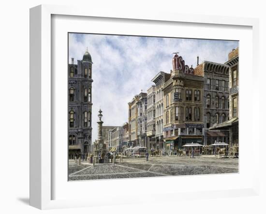 San Francisco: Latta's Fountain, Market & Geary Sts.-Stanton Manolakas-Framed Giclee Print