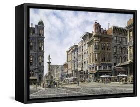 San Francisco: Latta's Fountain, Market & Geary Sts.-Stanton Manolakas-Framed Stretched Canvas