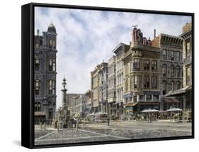 San Francisco: Latta's Fountain, Market & Geary Sts.-Stanton Manolakas-Framed Stretched Canvas