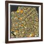 San Francisco Map-Jazzberry Blue-Framed Art Print