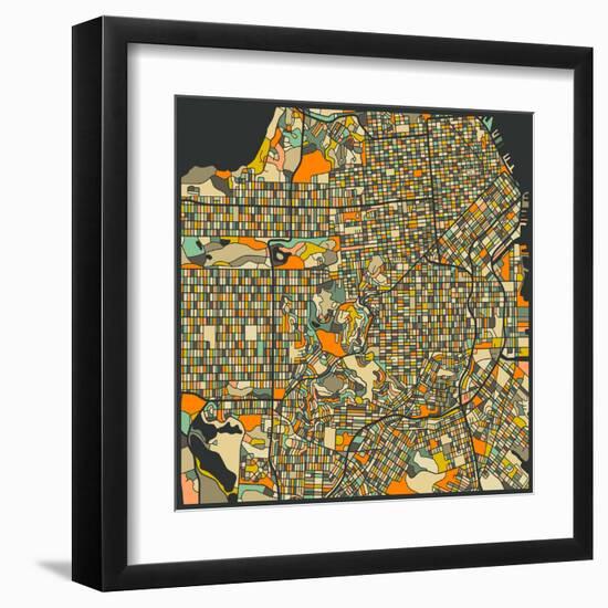 San Francisco Map-Jazzberry Blue-Framed Art Print