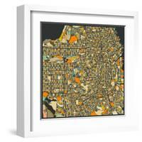 San Francisco Map-Jazzberry Blue-Framed Art Print