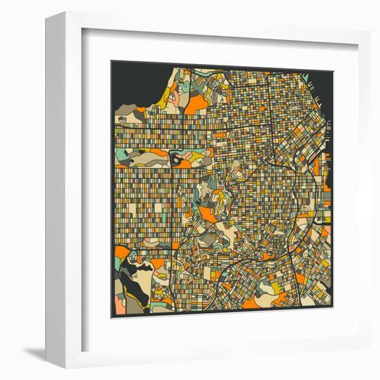 San Francisco Map-Jazzberry Blue-Framed Art Print