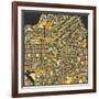 San Francisco Map-Jazzberry Blue-Framed Premium Giclee Print