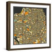 San Francisco Map-Jazzberry Blue-Framed Art Print