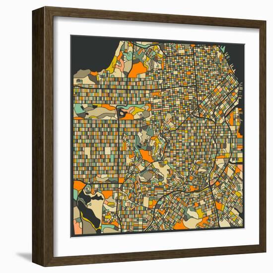 San Francisco Map-Jazzberry Blue-Framed Art Print