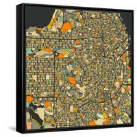 San Francisco Map-Jazzberry Blue-Framed Stretched Canvas