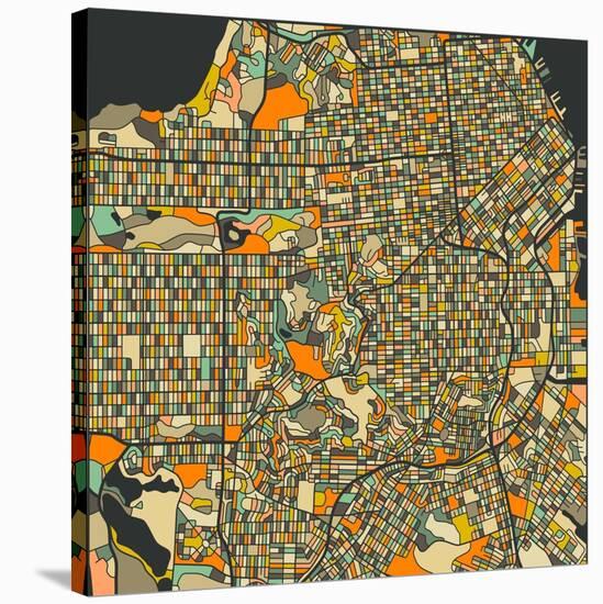 San Francisco Map-Blue Jazzberry-Stretched Canvas