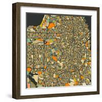 San Francisco Map-Blue Jazzberry-Framed Art Print