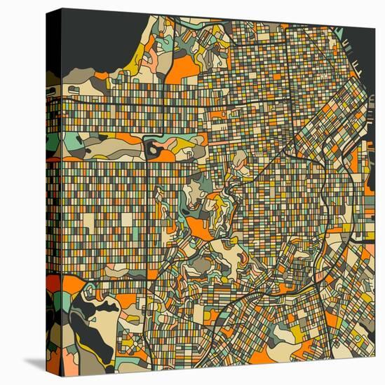 San Francisco Map-Blue Jazzberry-Stretched Canvas