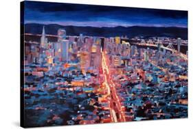 San Francisco - Market Street Night from Twin Peak-Markus Bleichner-Stretched Canvas