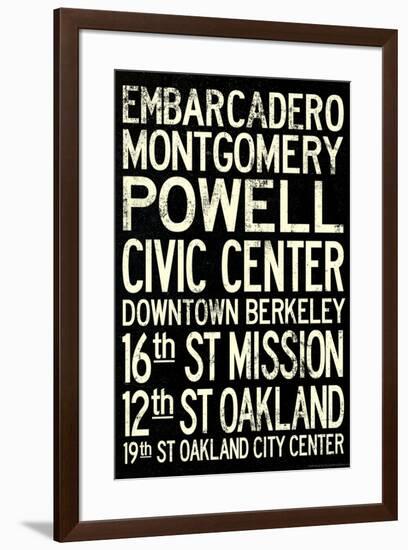 San Francisco Oakland BART Stations Subway Travel Poster-null-Framed Poster