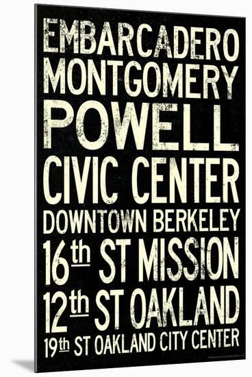 San Francisco Oakland BART Stations Vintage Subway RetroMetro Travel Poster-null-Mounted Poster