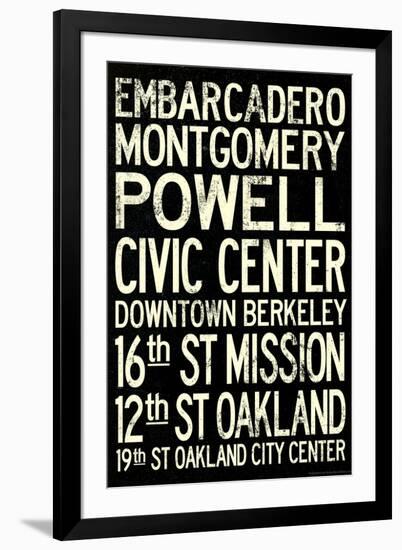 San Francisco Oakland BART Stations Vintage Subway RetroMetro Travel-null-Framed Art Print