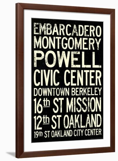 San Francisco Oakland BART Stations Vintage Subway RetroMetro Travel-null-Framed Art Print