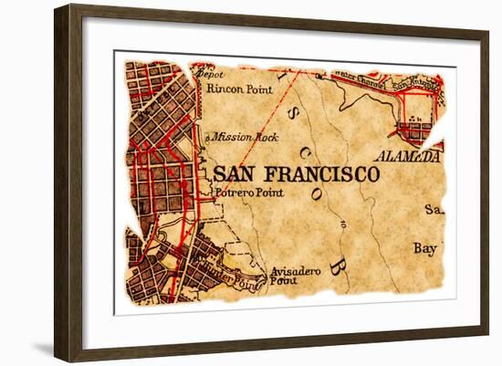 San Francisco Old Map-Pontuse-Framed Art Print