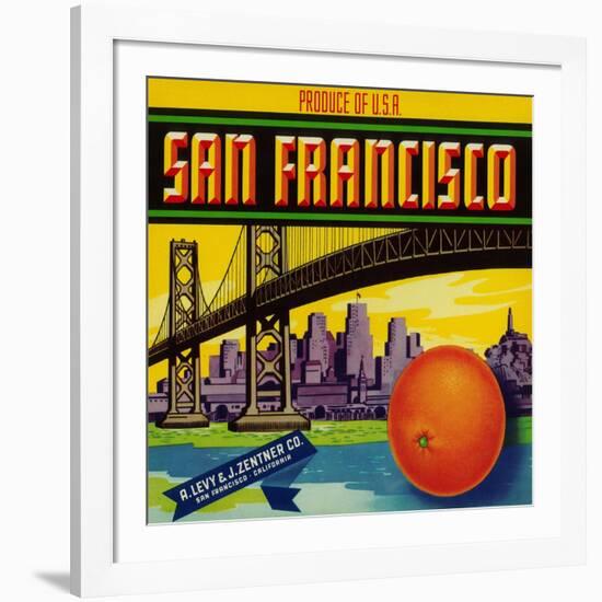 San Francisco Orange Label - San Francisco, CA-Lantern Press-Framed Art Print