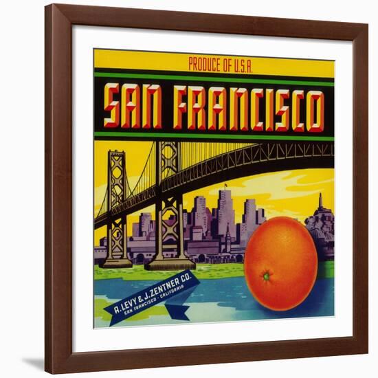 San Francisco Orange Label - San Francisco, CA-Lantern Press-Framed Art Print