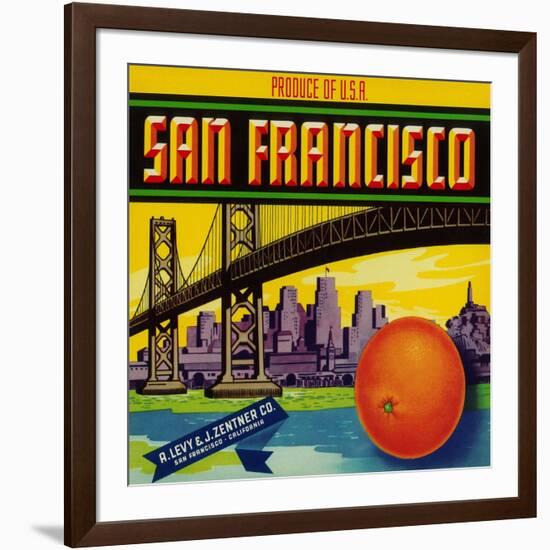 San Francisco Orange Label - San Francisco, CA-Lantern Press-Framed Art Print