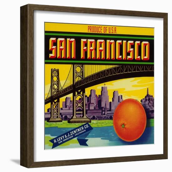 San Francisco Orange Label - San Francisco, CA-Lantern Press-Framed Art Print