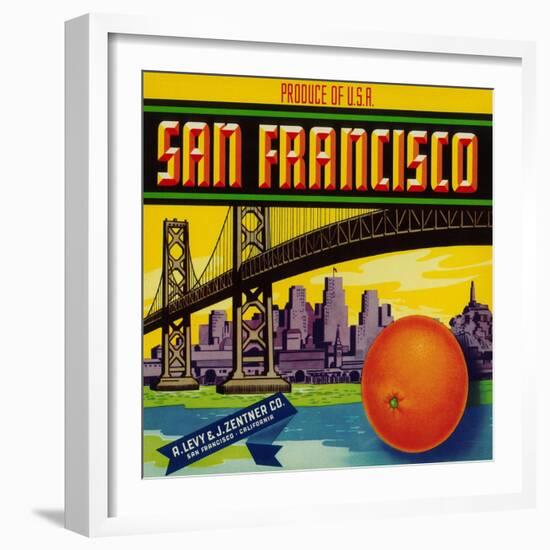 San Francisco Orange Label - San Francisco, CA-Lantern Press-Framed Art Print