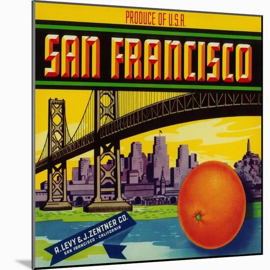 San Francisco Orange Label - San Francisco, CA-Lantern Press-Mounted Art Print