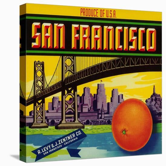 San Francisco Orange Label - San Francisco, CA-Lantern Press-Stretched Canvas