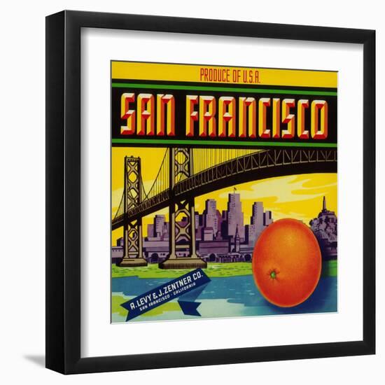 San Francisco Orange Label - San Francisco, CA-Lantern Press-Framed Art Print