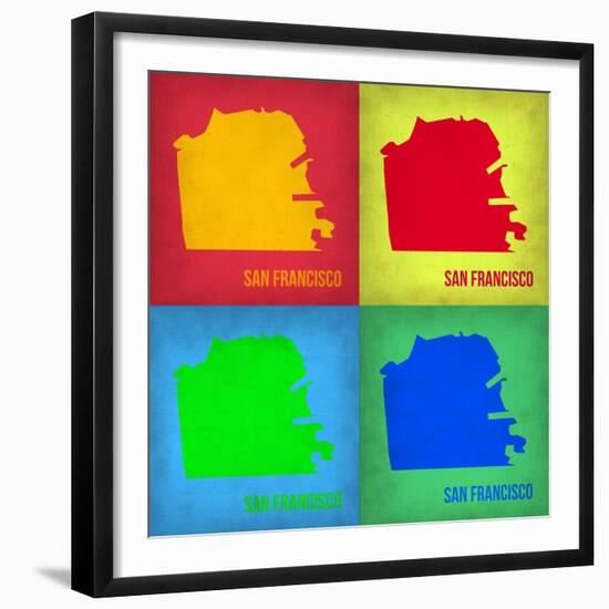 San Francisco Pop Art Map 1-NaxArt-Framed Premium Giclee Print