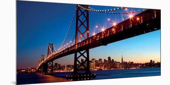 San Francisco Skyline and Bay Bridge at Sunset-California-Dibrova-Mounted Art Print
