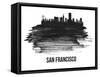 San Francisco Skyline Brush Stroke - Black II-NaxArt-Framed Stretched Canvas