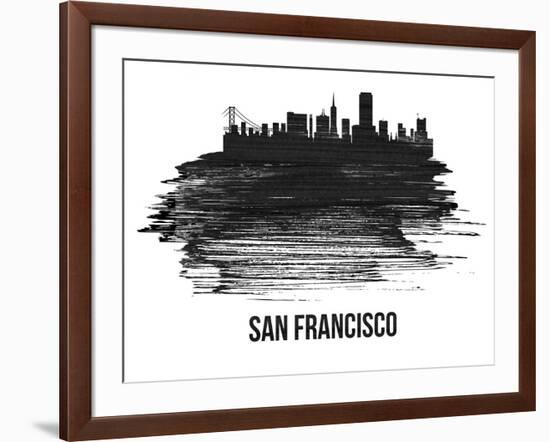 San Francisco Skyline Brush Stroke - Black II-NaxArt-Framed Art Print