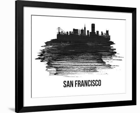 San Francisco Skyline Brush Stroke - Black II-NaxArt-Framed Art Print