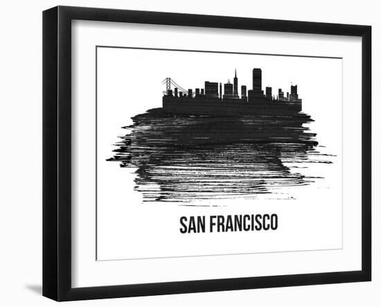 San Francisco Skyline Brush Stroke - Black II-NaxArt-Framed Art Print