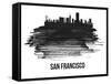 San Francisco Skyline Brush Stroke - Black II-NaxArt-Framed Stretched Canvas