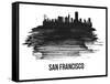 San Francisco Skyline Brush Stroke - Black II-NaxArt-Framed Stretched Canvas