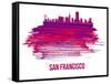 San Francisco Skyline Brush Stroke - Red-NaxArt-Framed Stretched Canvas
