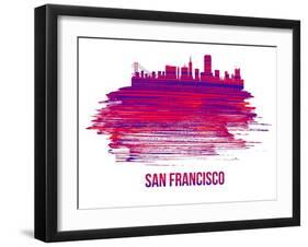 San Francisco Skyline Brush Stroke - Red-NaxArt-Framed Art Print