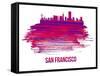 San Francisco Skyline Brush Stroke - Red-NaxArt-Framed Stretched Canvas